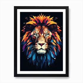Lion Art Painting Geometric Abstraction Style 3 Art Print