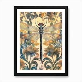 William Morris Dragonfly Vintage Vintage  Art Print