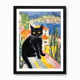 Painting Of A Cat In Split Croatia 1 Art Print