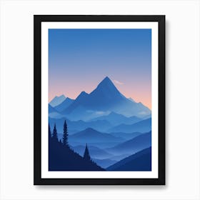 Misty Mountains Vertical Composition In Blue Tone 12 Art Print