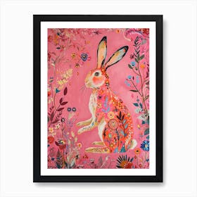 Floral Animal Painting Rabbit 1 Art Print