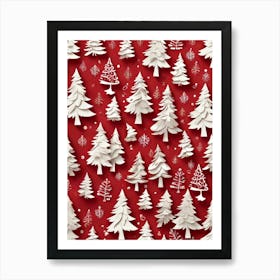 Default Seamless Red Christmas Themed Paper With Cartoon Chris 0 Art Print