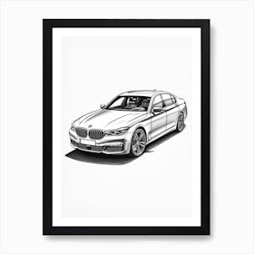 Bmw 7 Series Line Drawing 2 Art Print