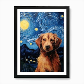 Golden Retriever Starry Night Art Print