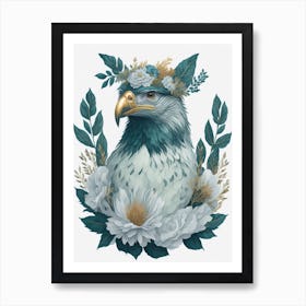 Cute Floral Baby Eagle Painting (6) Art Print