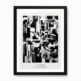 Layers Abstract Black And White 3 Poster Art Print