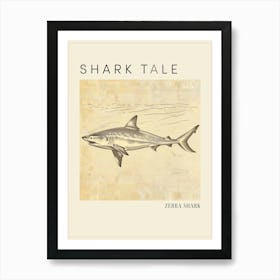 Zebra Shark Vintage Illustration 4 Poster Art Print