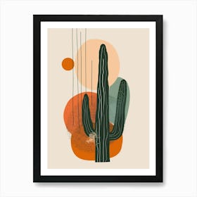 Rat Tail Cactus Minimalist Abstract Illustration 1 Art Print