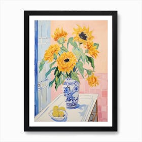 A Vase With Sunflower, Flower Bouquet 4 Art Print