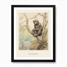 Beatrix Potter Inspired  Animal Watercolour Bonobo 2 Art Print