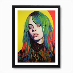 Billie Eilish Colour Pop Art Portrait 7 Art Print