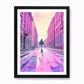 Skateboarding In Helsinki, Finland Futuristic 2 Art Print