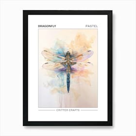 Dragonfly Pastel Watercolour 2 Poster Art Print