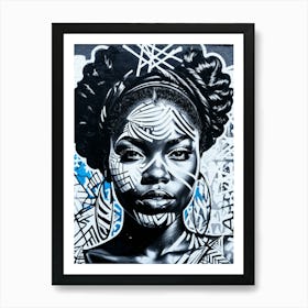 Graffiti Mural Of Beautiful Black Woman 50 Art Print