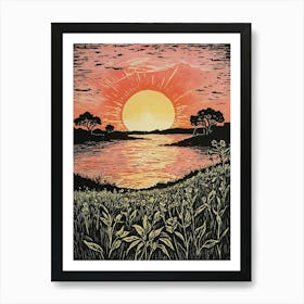 Sunset At The Lake 1 Art Print