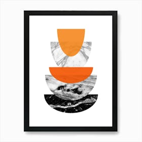 Orange and Black Half Circles Print Art Print