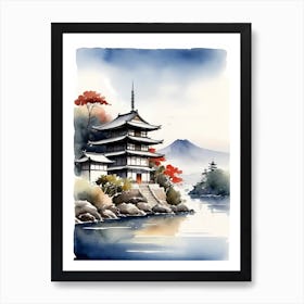 Japanese Landscape Watercolor Painting (76) Art Print