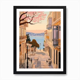 Split Croatia 2 Vintage Pink Travel Illustration Art Print