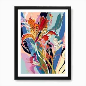 Colourful Flower Illustration Kangaroo Paw Flower 4 Art Print