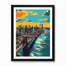 Staten Island New York Colourful Silkscreen Illustration 4 Poster