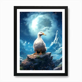 Duck In The Moonlight 1 Art Print