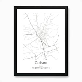 Zacharo,Greece Minimalist Map Art Print