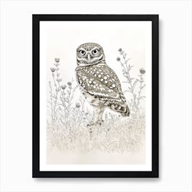 Burrowing Owl Marker Drawing 2 Art Print