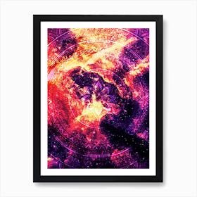 Cosmic mandala #7 - space neon poster Art Print