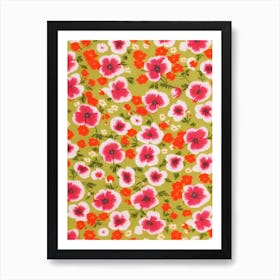 Sweet Pea Floral Print Warm Tones 1 Flower Art Print