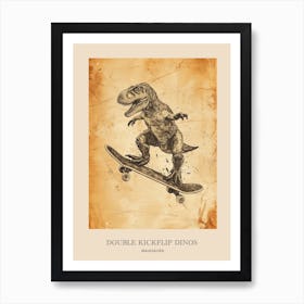 Maiasaura Vintage Dinosaur Poster 2 Art Print