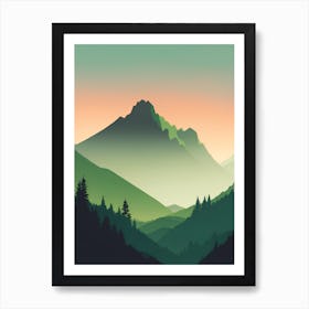 Misty Mountains Vertical Composition In Green Tone 164 Art Print