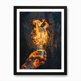 Light Bulb On Fire 1 Art Print