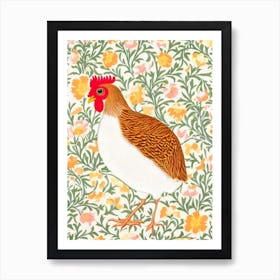 Chicken 2 William Morris Style Bird Art Print