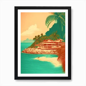 Isla Mujeres Mexico Vintage Sketch Tropical Destination Art Print