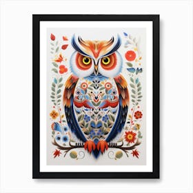 Scandinavian Bird Illustration Great Horned Owl 3 Art Print