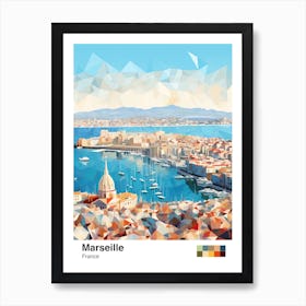 Marseille, France, Geometric Illustration 8 Poster Art Print