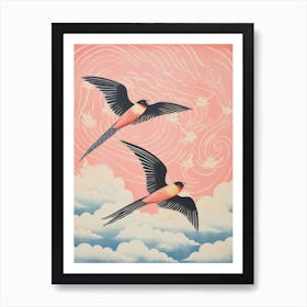 Vintage Japanese Inspired Bird Print Swallow 2 Art Print