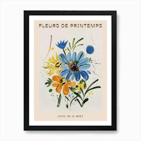 Spring Floral French Poster  Love In A Mist 2 Art Print