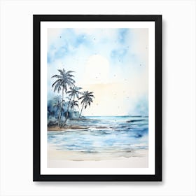 Watercolour Of Punaluu Beach   Hawaii Usa 2 Art Print