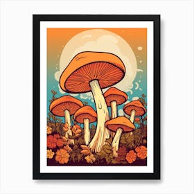 Retro Mushrooms 7 Art Print