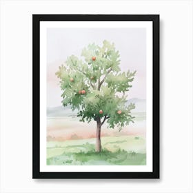 Peach Tree Atmospheric Watercolour Painting 3 Art Print