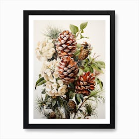 Pine Cone Christmas Art Print