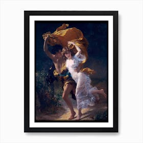 Remastered HD "The Storm" 1880 by French Painter Pierre-Auguste Cot, the original hangs in the Metropolitan Museum of Art, New York - Romanticism Valentines Lovers Elope Renaissance Aesthetic Art Print