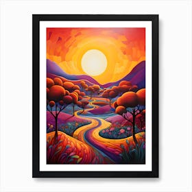 "Twilight Journey: Sun-Kissed Pathway's Melody" Art Print