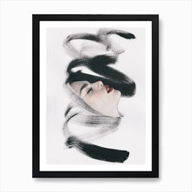 Face Of A Woman Balck and White Collage Art Print Art Print