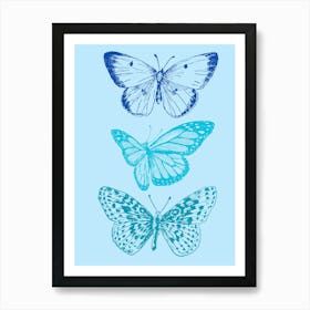 Blue Butterflies 3 Art Print