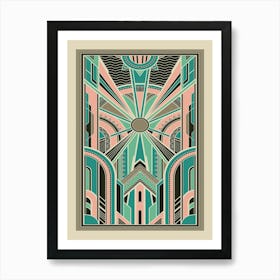 Art Deco Pattern 1 Pink Blue Art Print