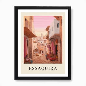 Essaouira Morocco 4 Vintage Pink Travel Illustration Poster Art Print