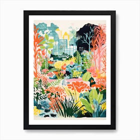 Giverny Gardens Abstract Riso Style 2 Art Print