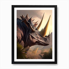 Chasmosaurus Illustration Dinosaur Art Print